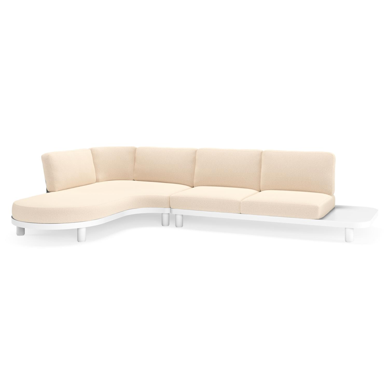 Donato loungehoek in wit aluminium met all weather sunbrella® luxe Heritage Papyrus kussen