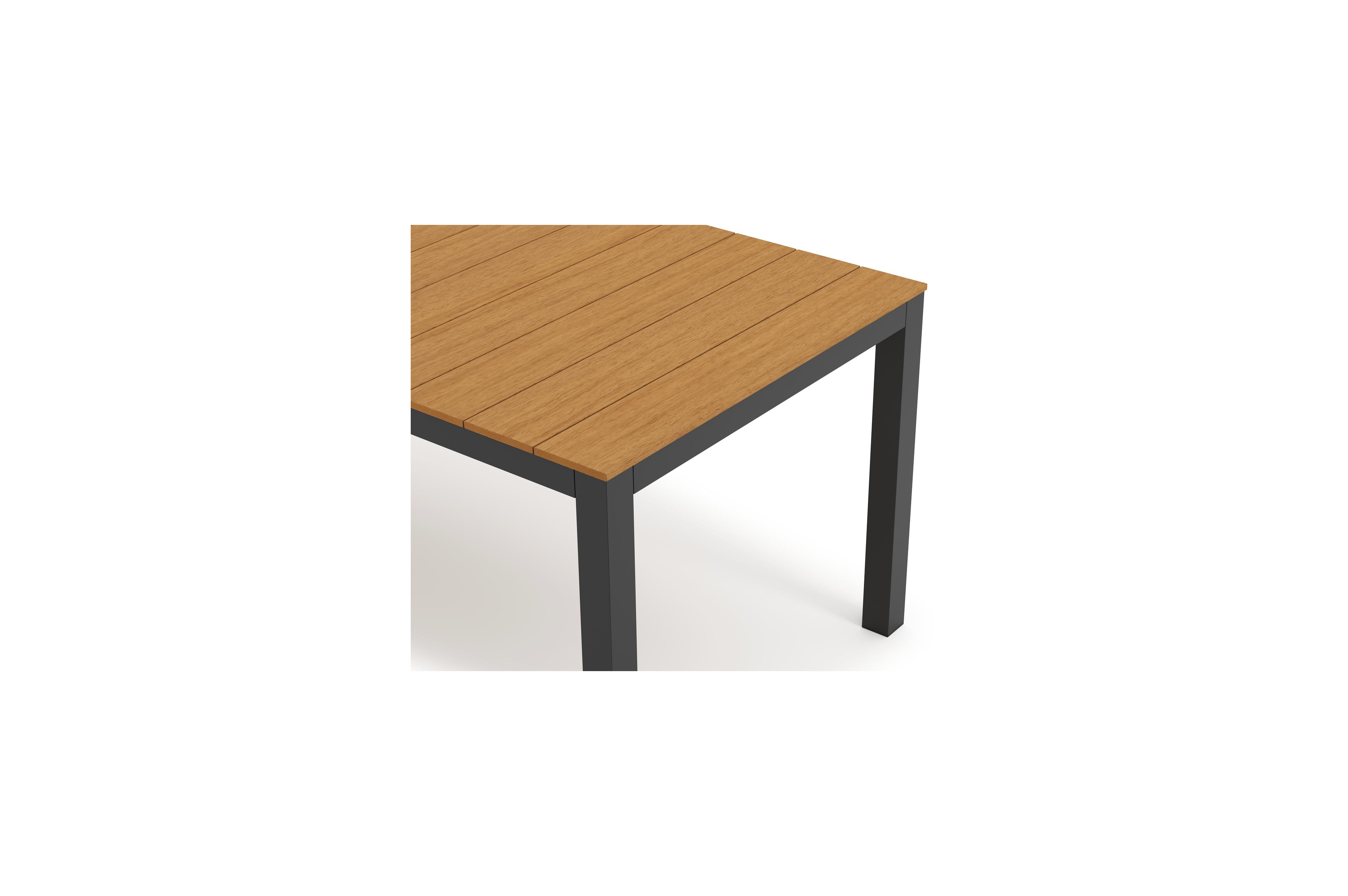 Toma tuintafel in zwart aluminium en polywood - L 200 x B 90 x H 73 cm