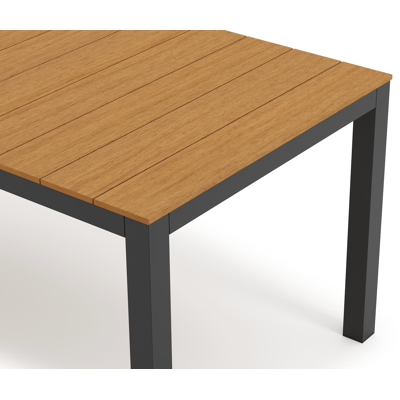 Ensemble de jardin Toma en aluminium noir et polywood avec 6 chaises de jardin Bahia