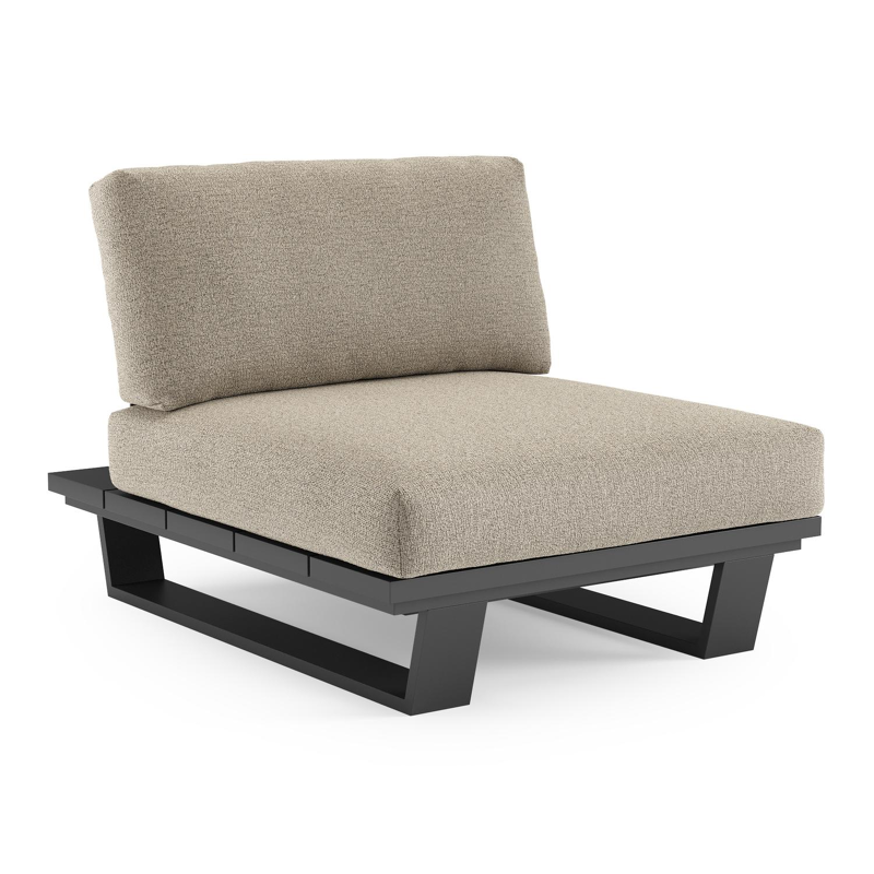 Pagino loungestoel in zwart aluminium met catania beige all weather cosytica kussen