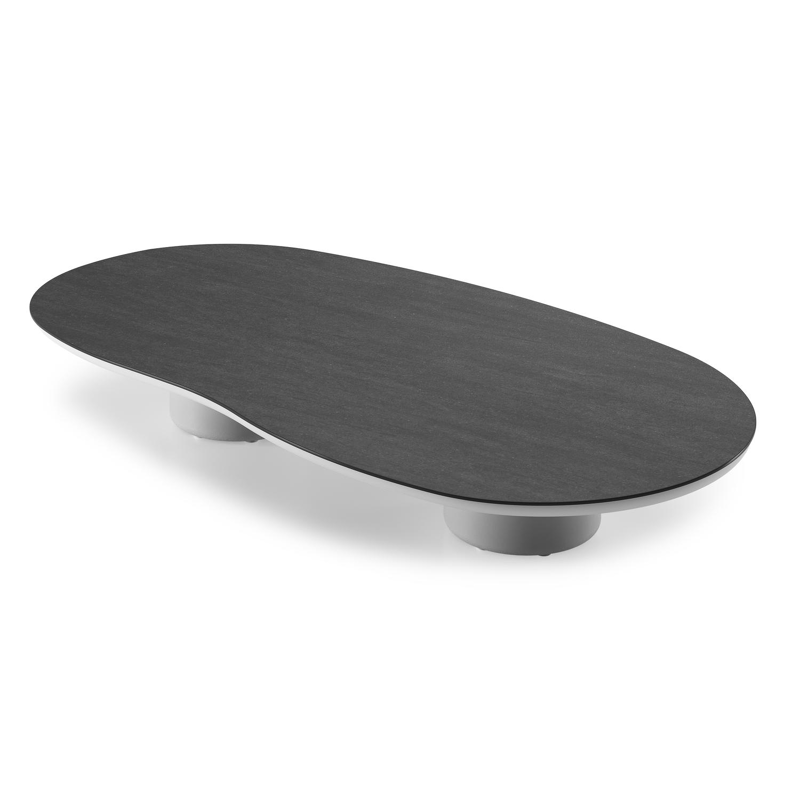 Amico loungetafel organisch in wit aluminium en volkeramiek Basalt Black - L 170 x B 91 x H 25 cm
