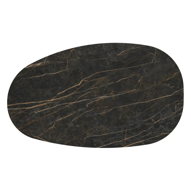 Table de basse Donato organique en aluminium beige et céramique pleine Black Obsession - Lg. 151 x Lrg. 90 x Haut. 24.5 cm