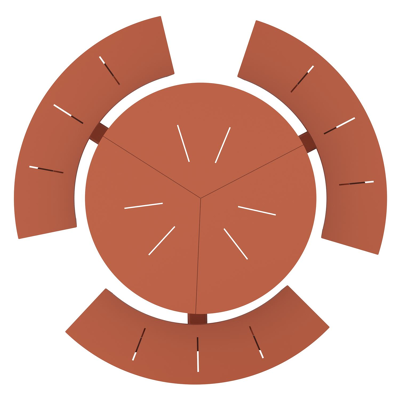 Rondino picknicktafel in roestbruin aluminium - Dia. 207 x H 71.5 cm