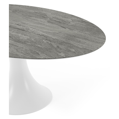 Fano tuintafel ovaal in wit aluminium en volkeramiek Aspen Grey - L 180 x B 110 x H 75 cm