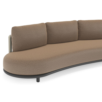 Salon de jardin Lomano en aluminium noir et corde luxe plate tissée verticalement beige et coussins en all weather solica Firenze Bamboe