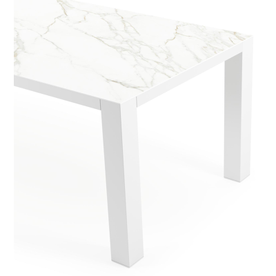 Nano tuintafel in wit aluminium en volkeramiek calacatta - L 240 x B 100 x H 75 cm