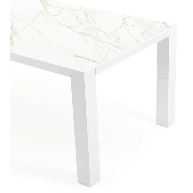 Nano tuintafel in wit aluminium en volkeramiek calacatta - L 240 x B 100 x H 75 cm