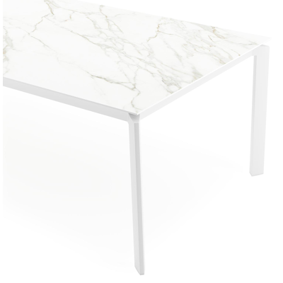 Cirello tuintafel in wit aluminium en volkeramiek calacatta - L 280 x B 110 x H 75 cm