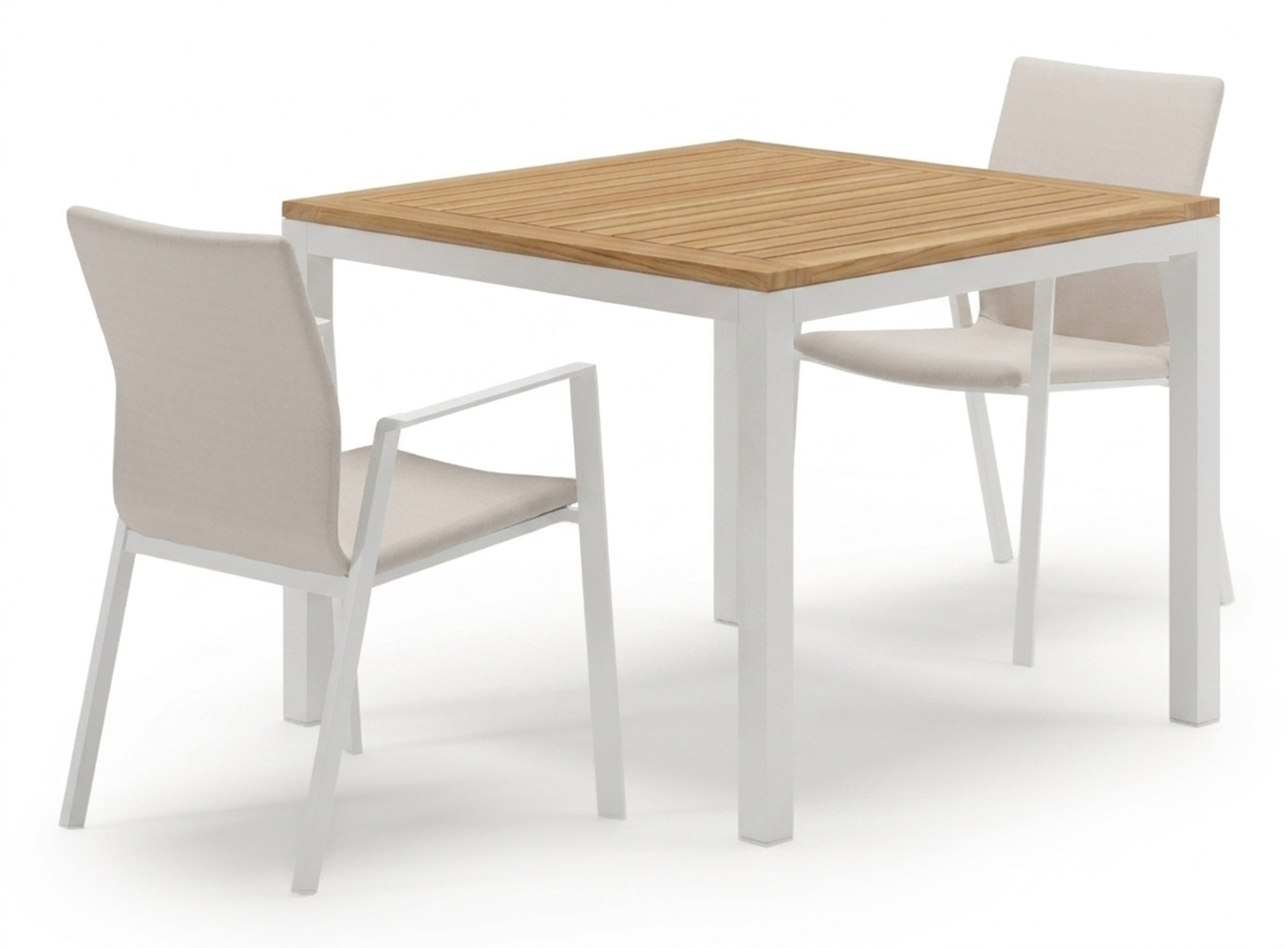 Feltro tuinset in wit aluminium en teak met 2 Madura tuinstoelen