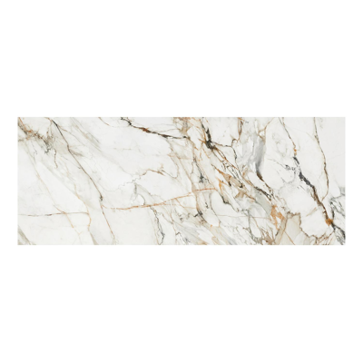 Pagino tuintafel in wit aluminium en volkeramiek calacatta luxe - L 280 x B 110 x H 74,5 cm