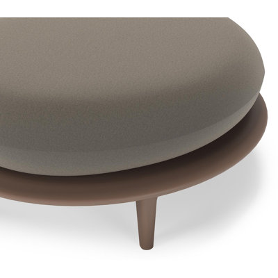 Pouf Bomero en aluminium taupe et coussin en all weather sunbrella® luxe natte carbon beige