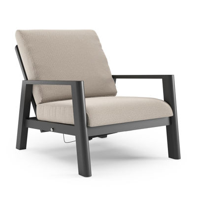 Cirello loungestoel in zwart aluminium met lopi fossil all weather sunbrella® luxe kussen