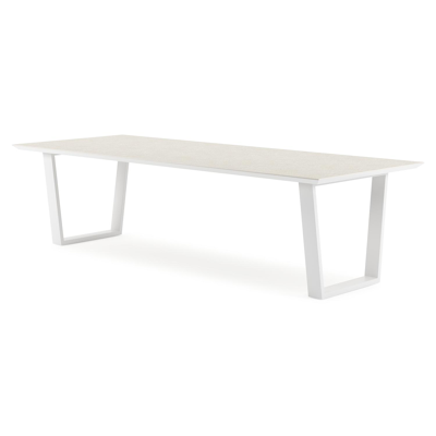 Pagino tuintafel in wit aluminium en volkeramiek shilin - L 280 x B 110 x H 74,5 cm