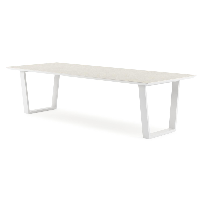 Pagino tuintafel in wit aluminium en volkeramiek shilin - L 280 x B 110 x H 74,5 cm