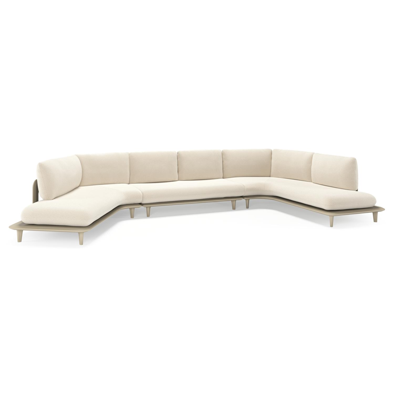 Bomero loungehoek in beige aluminium met althea off white all weather cosytica kussen