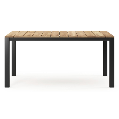 Capri tuintafel in zwart aluminium en teak - L 160 x B 100 x H 75 cm