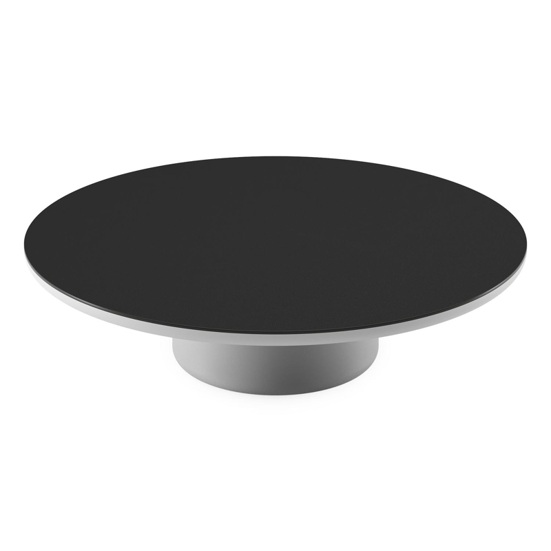 Amico loungetafel rond in wit aluminium en volkeramiek Nero Black - Dia. 110 x H 28 cm