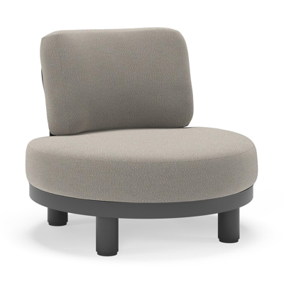 Fauteuil de jardin Donato en aluminium noir et coussins en all weather sunbrella® luxe Lopi Silver