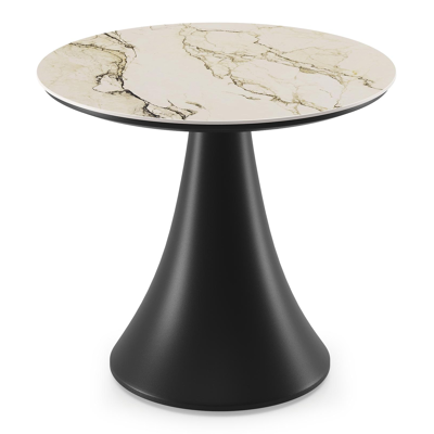 Fano low dining loungetafel in zwart aluminium en volkeramiek colorado dunes - Dia. 65 x H 55 cm