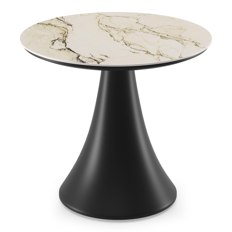 Fano low dining loungetafel in zwart aluminium en volkeramiek colorado dunes - Dia. 65 x H 55 cm