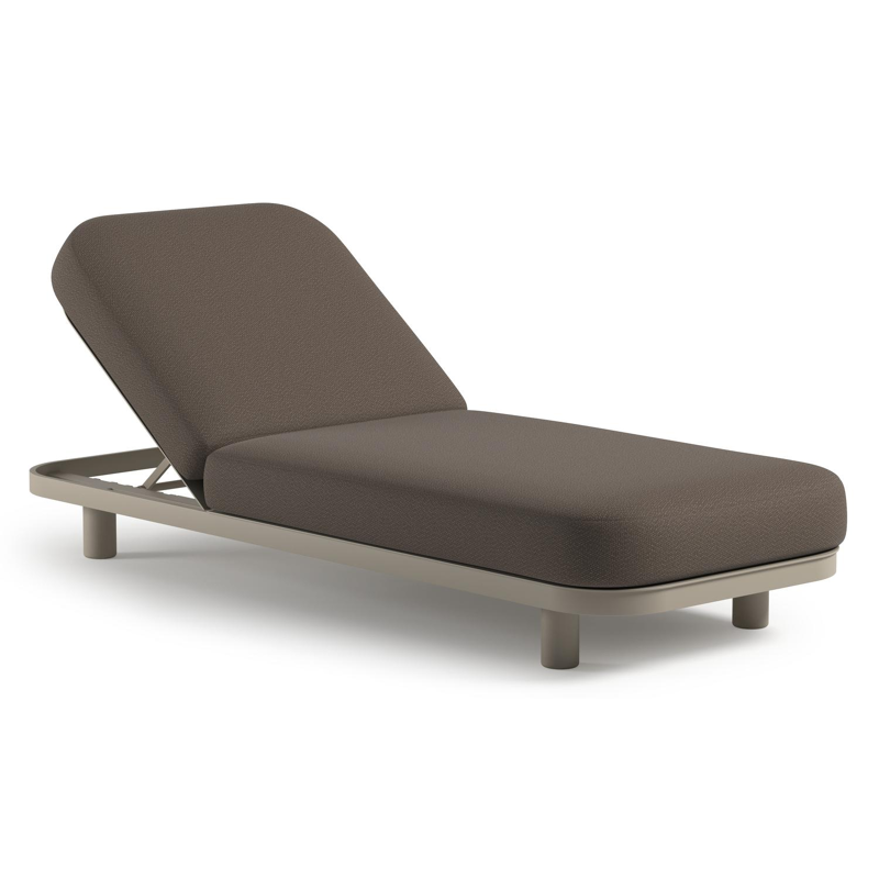 Chaise longue réglable Donato en aluminium beige avec All Weather Sunbrella® luxe lopi coconut coussin