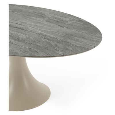 Fano tuintafel ovaal in beige aluminium en volkeramiek Aspen Grey - L 180 x B 110 x H 75 cm
