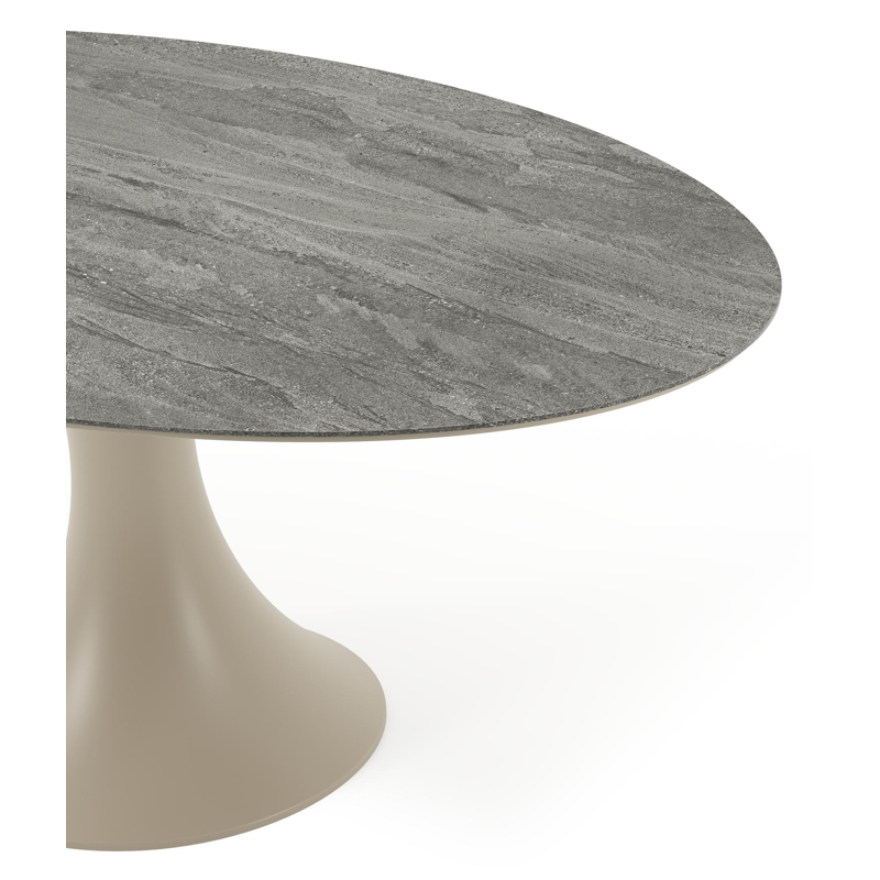 Table de jardin Fano ovale en aluminium beige et céramique pleine Aspen Grey - Lg. 180 x Lrg. 110 x Haut. 75 cm