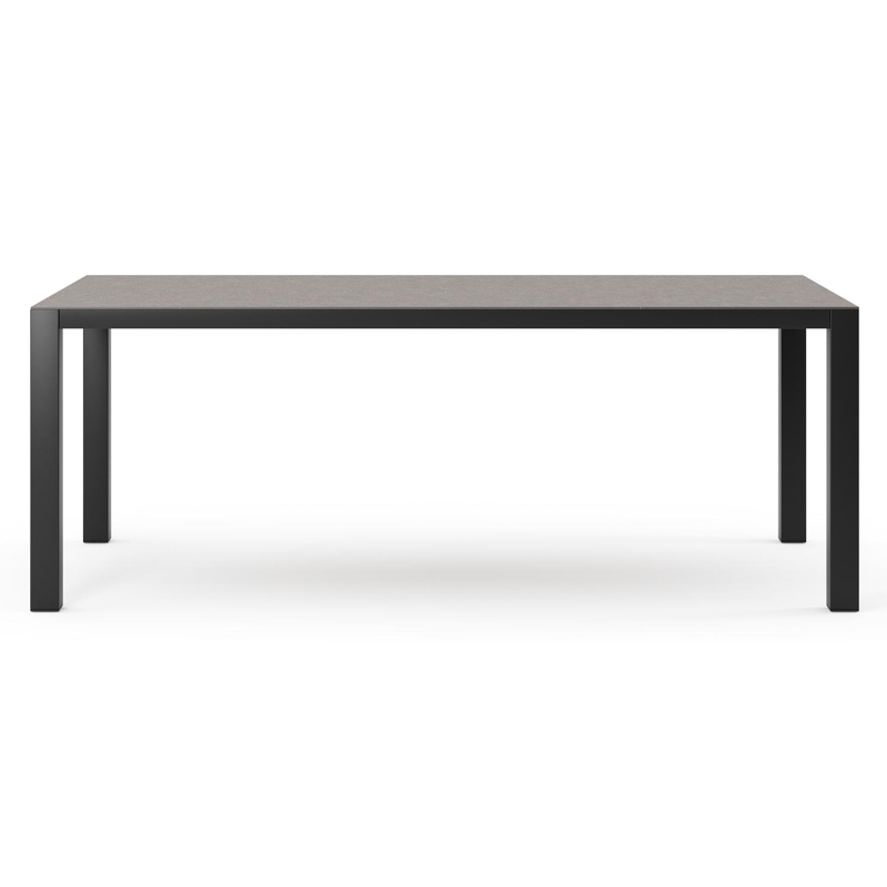 Como tuintafel rechthoekig in zwart aluminium en volkeramiek wulong - L 200 x B 100 x H 75 cm