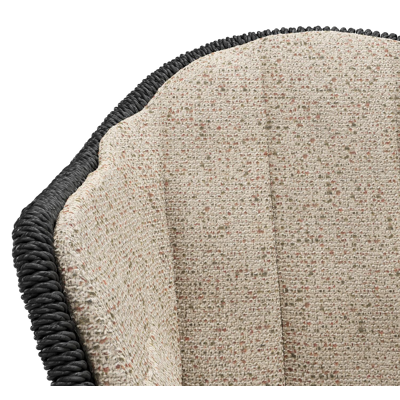 Pagino tuinstoel in wit aluminium en zwart ronde wicker met zitkussen in All Weather Cosytica Bora Jungle