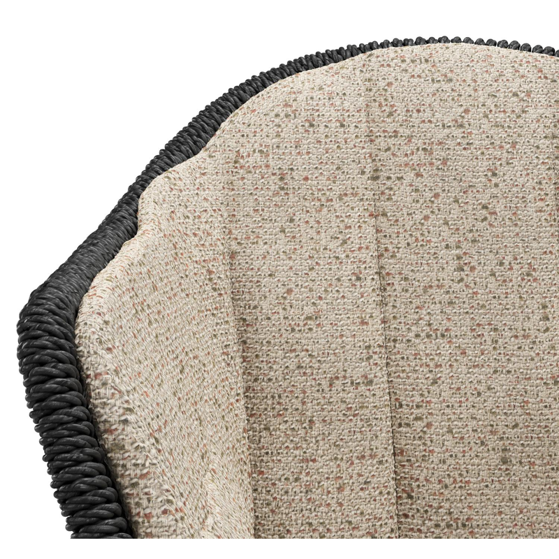 Pagino tuinstoel in wit aluminium en zwart ronde wicker met zitkussen in All Weather Cosytica Bora Jungle