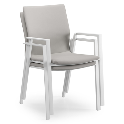 Madura stapelbare tuinstoel in wit aluminium en grijs comfort textilene