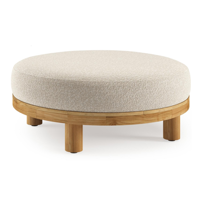 Donato poef in teak met marbella ecru all weather cosytica kussen