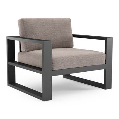 Verato loungestoel in zwart aluminium met wander granite all weather sunbrella® luxe kussen