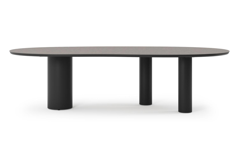 Organo tuintafel organisch in zwart aluminium en volkeramiek Wulong L 280 x B 120 x H 74 cm