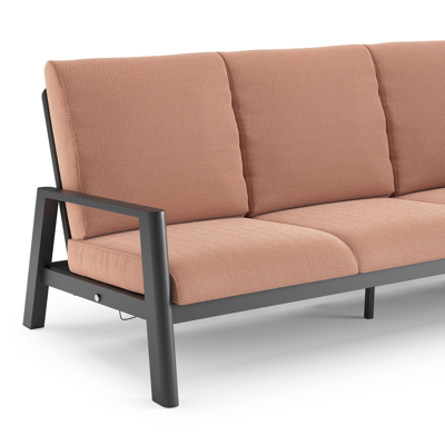 Cirello loungebank in zwart aluminium met lopi fawn all weather sunbrella® luxe kussen