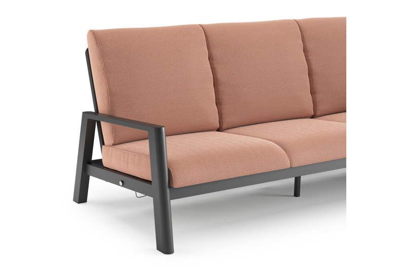 Cirello loungebank in zwart aluminium met lopi fawn all weather sunbrella® luxe kussen