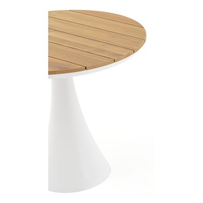 Fano tuintafel in wit aluminium en teak - Dia. 85 x H 75 cm