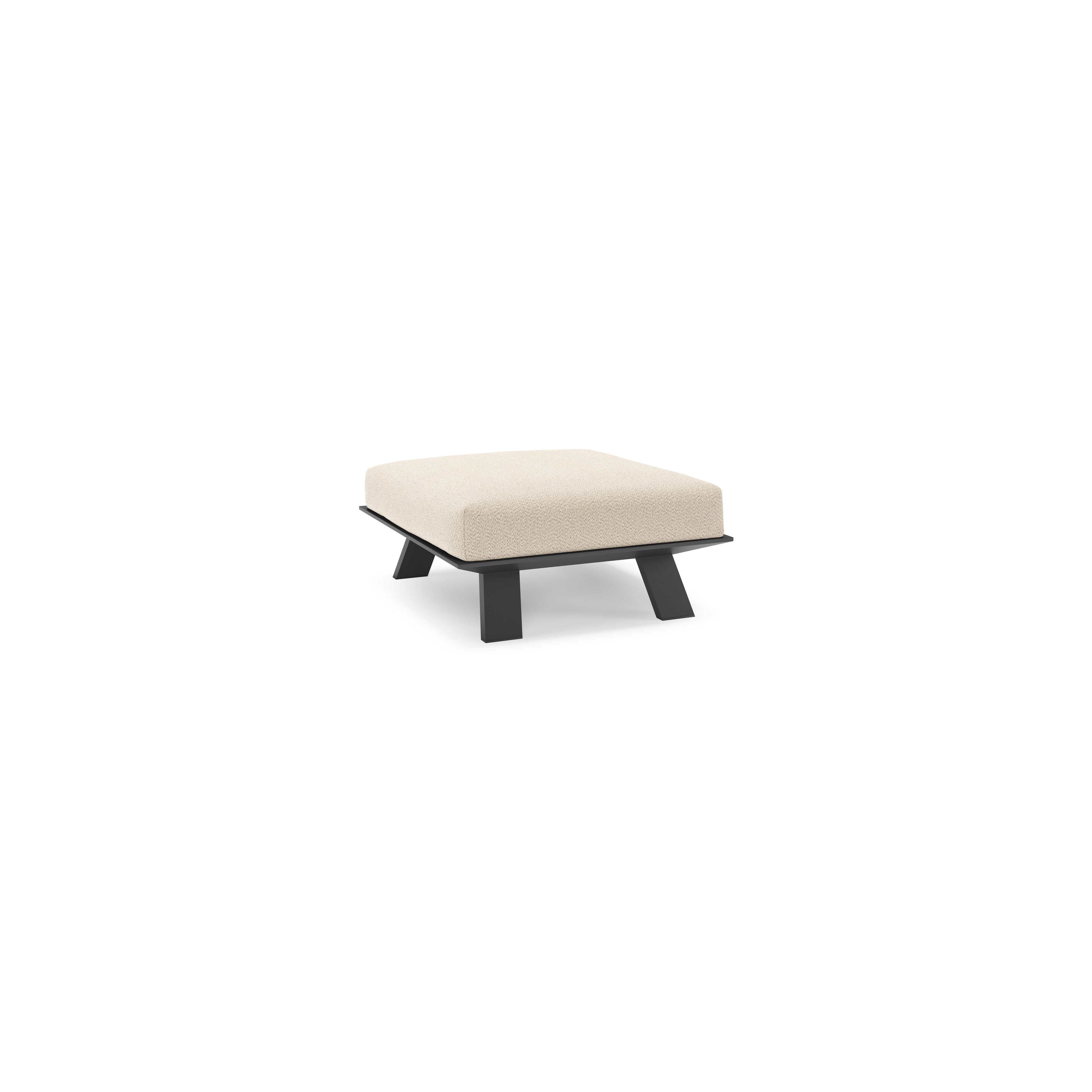 Pouf Cesano en aluminium noir et coussin en All Weather Sunbrella® luxe lopi sand