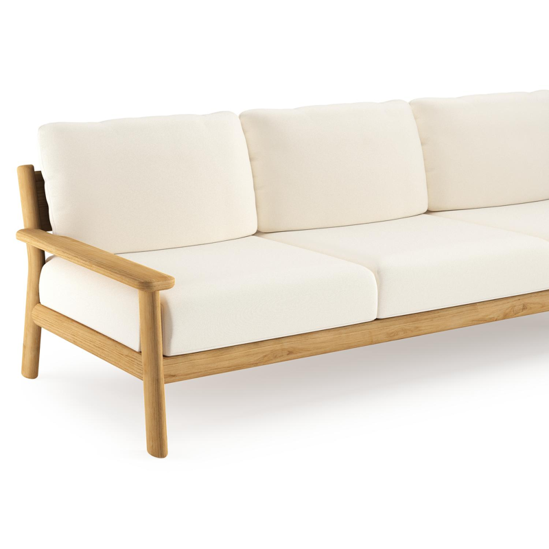 Amaro loungebank in teak met natte white all weather sunbrella® luxe kussen