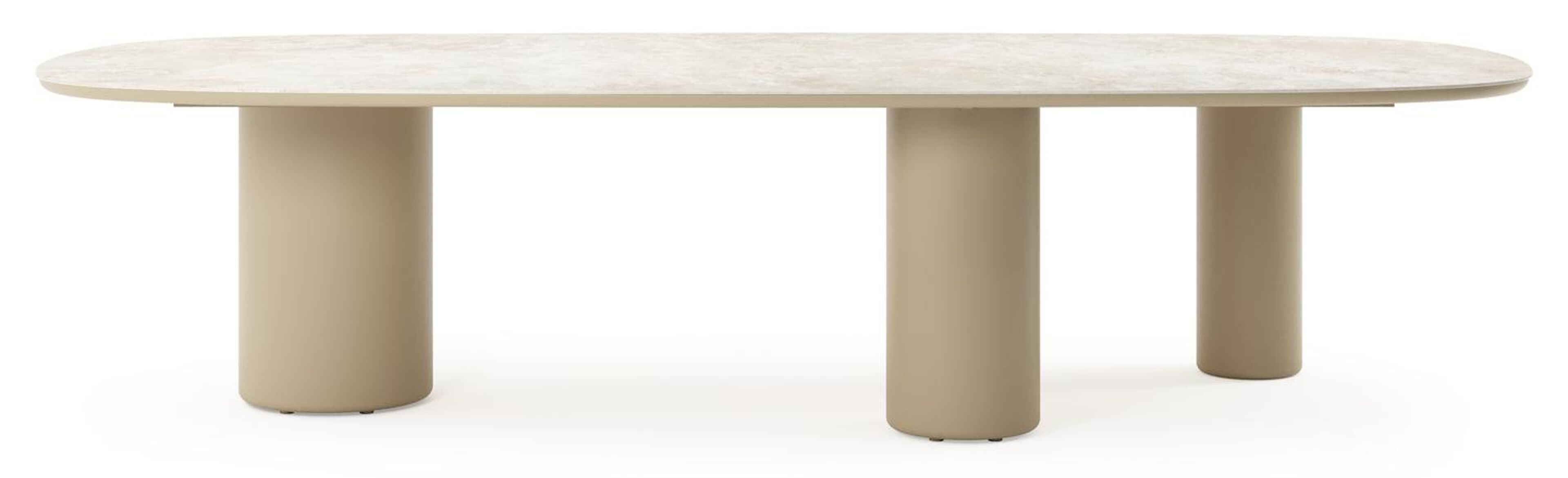 Amico tuintafel bombo xl in beige aluminium en volkeramiek Rapolano - L 320 x B 148 x H 74 cm