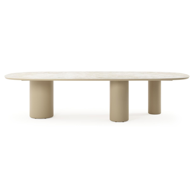 Amico tuintafel bombo xl in beige aluminium en volkeramiek Rapolano - L 320 x B 148 x H 73.5 cm