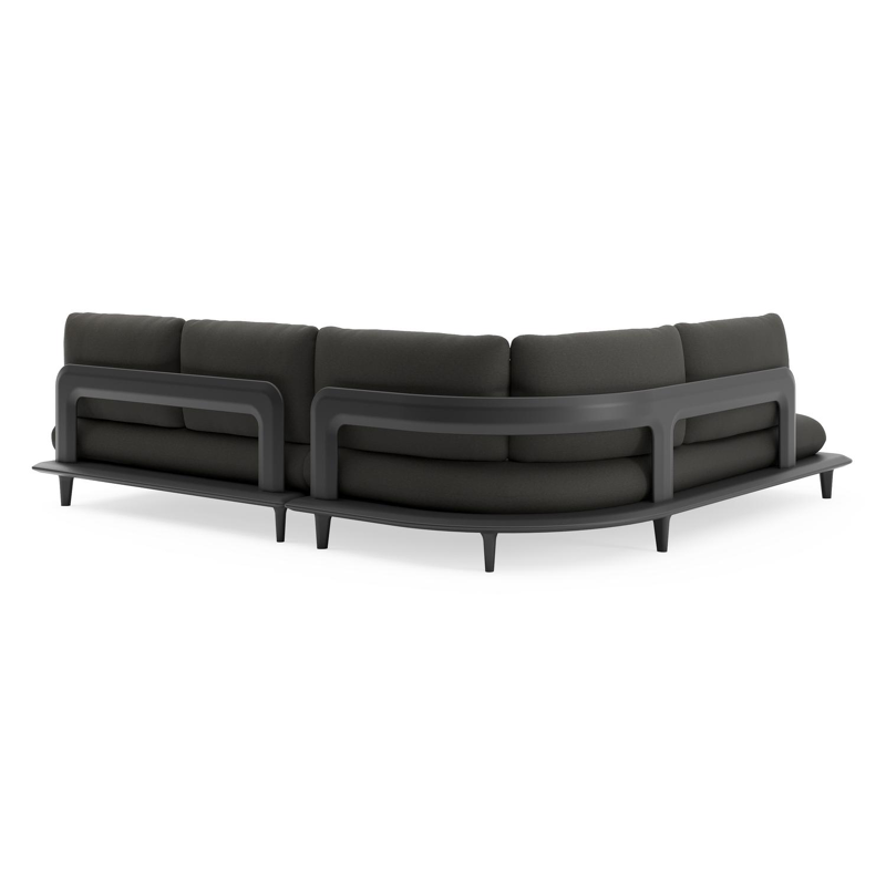 Bomero loungehoek in zwart aluminium met heritage char all weather sunbrella® luxe kussen