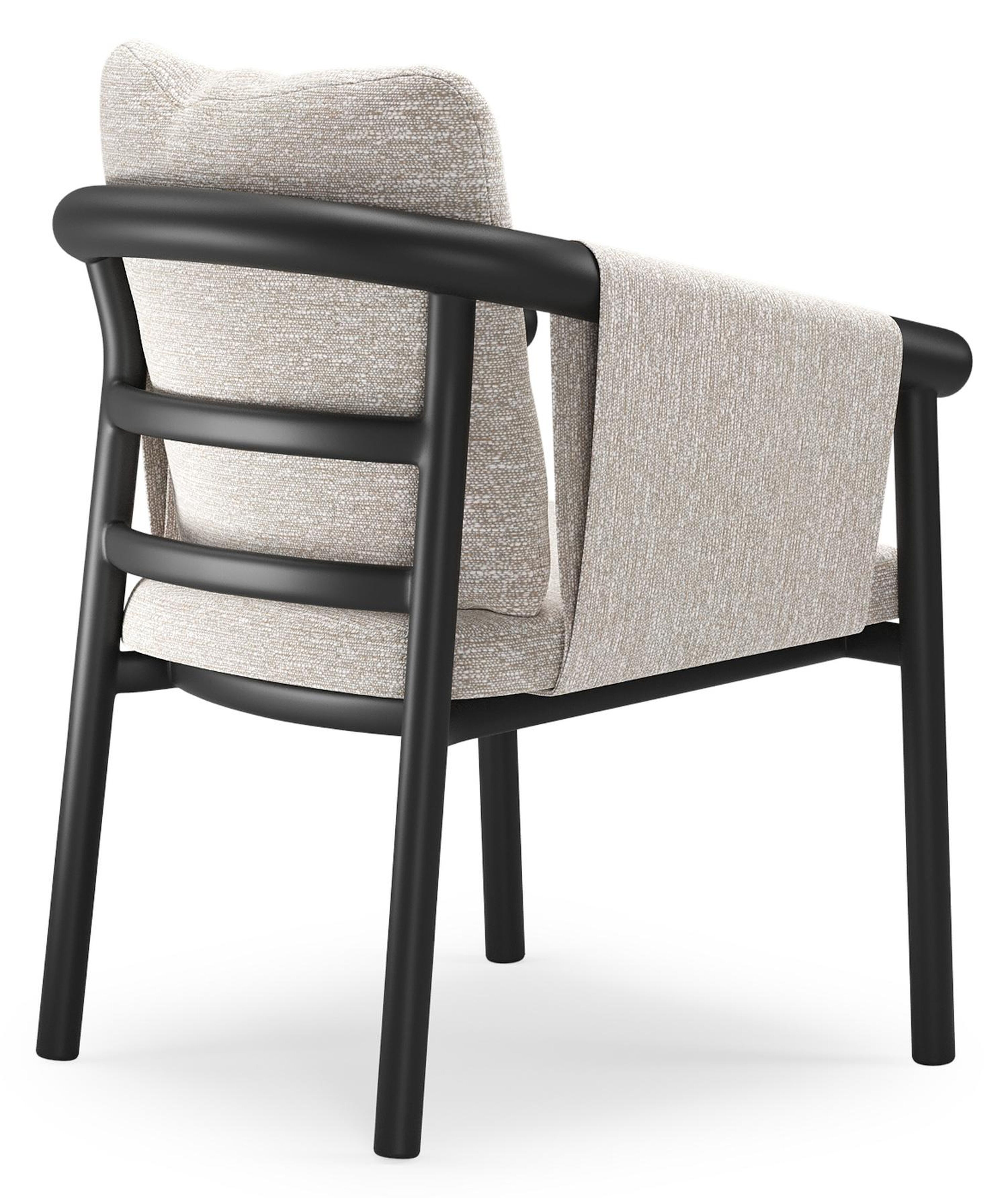 Chaise de jardin empilable Amico en aluminium noir et aluminium noir avec coussin en All Weather Sunbrella® Luxe Tundra Sand