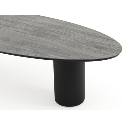 Amico tuintafel ovaal in zwart aluminium en volkeramiek Aspen Grey - L 320 x B 130 x H 73.5 cm