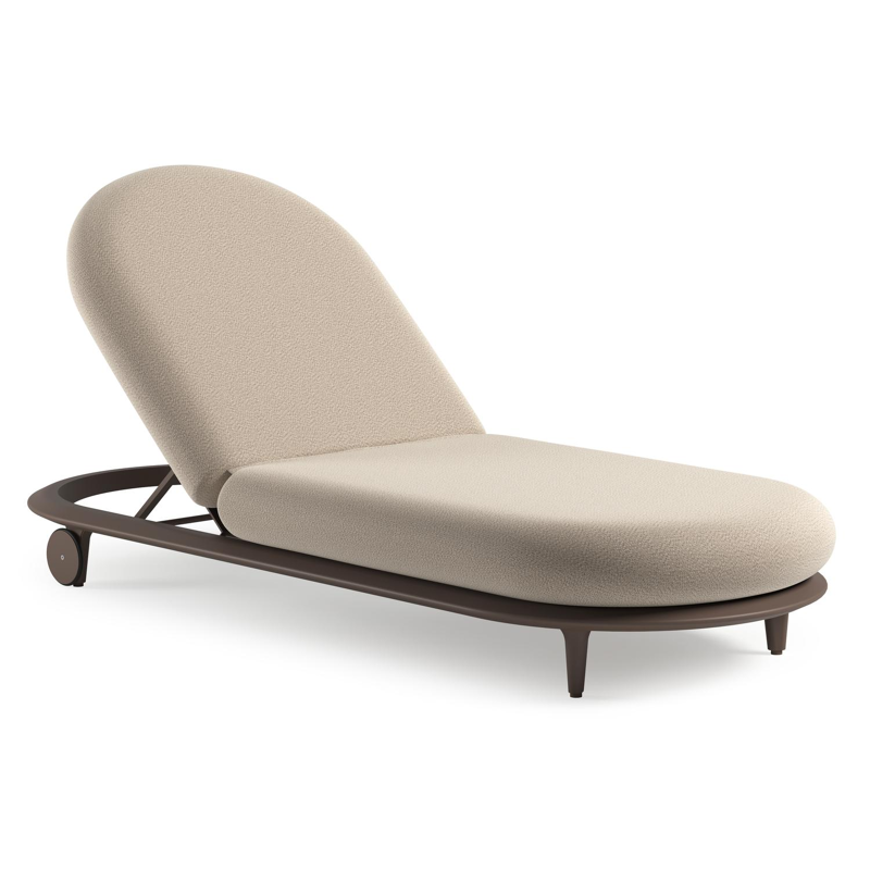 Bomero verstelbaar ligbed in taupe aluminium met lopi sand all weather sunbrella® luxe