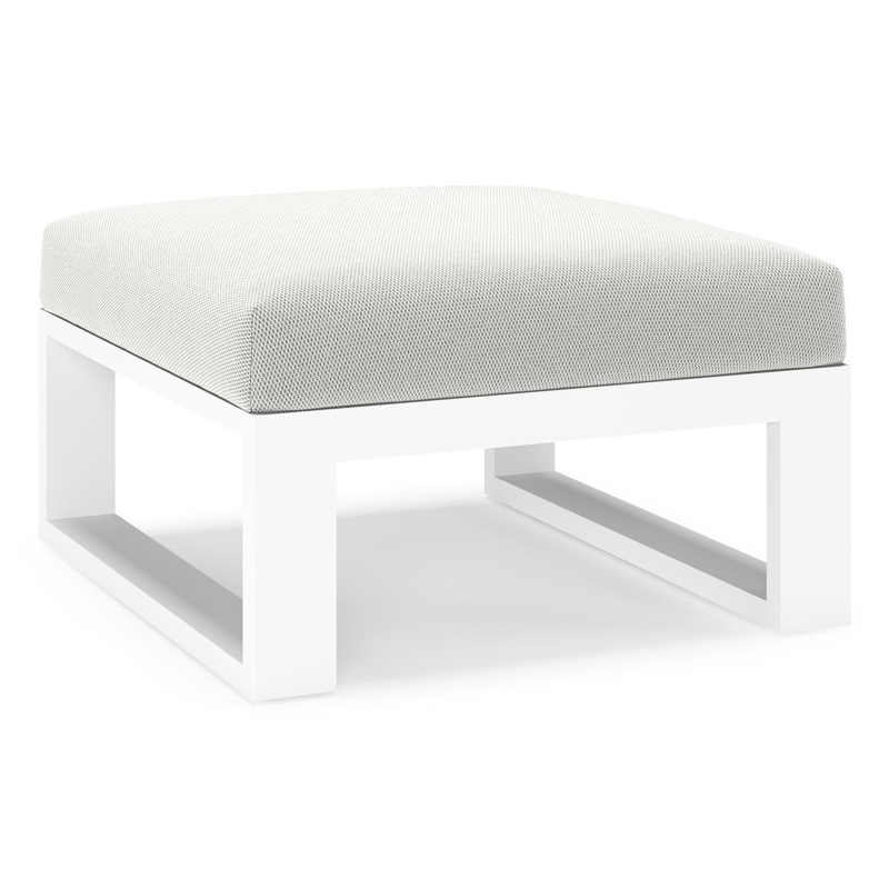 Pouf Verato en aluminium blanc et coussins en all weather sunbrella® luxe lopi ash