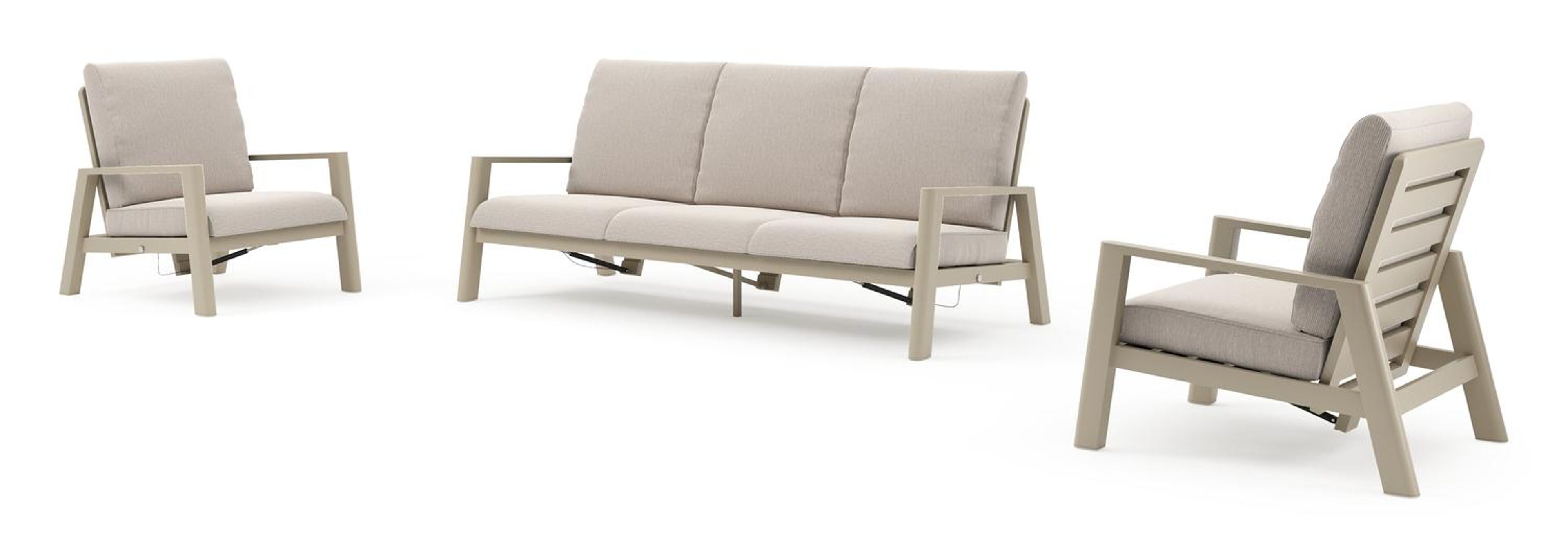 Cirello loungeset in beige aluminium met slow farafra all weather sunbrella® luxe kussen