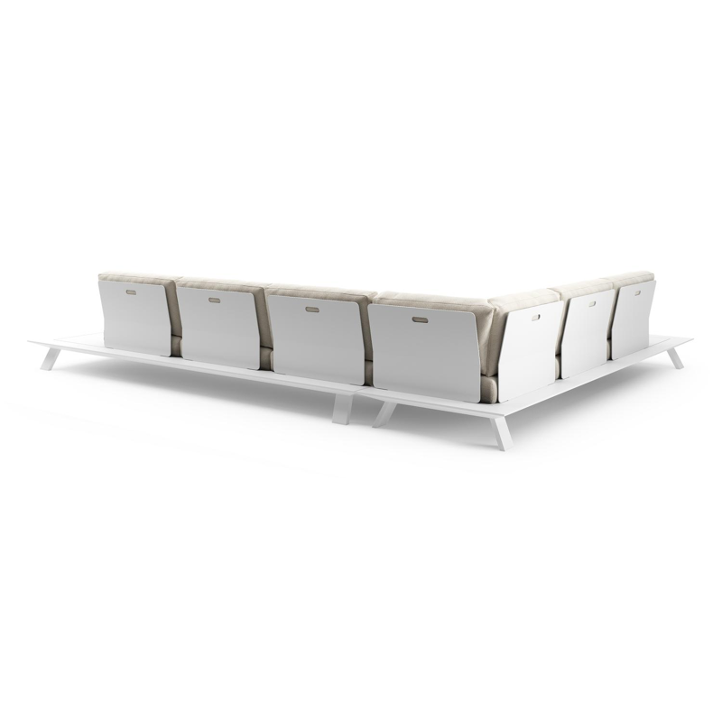 Cesano loungehoek in wit aluminium met althea off white all weather Cosytica kussen