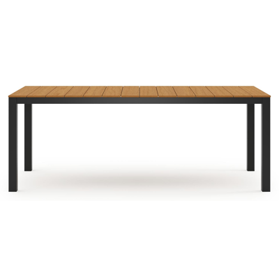 Ensemble de jardin Toma en aluminium noir et polywood avec 6 chaises de jardin Bahia