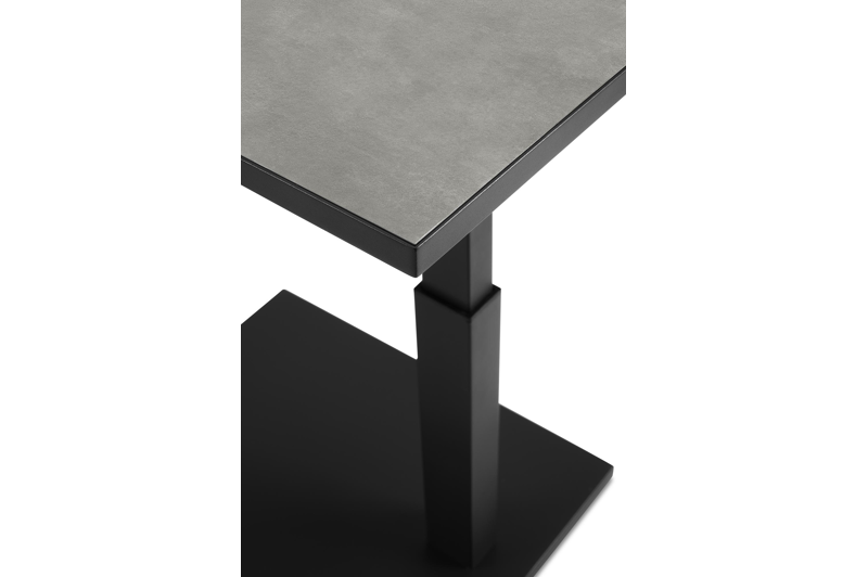 Table d'appoint Talana en aluminium noir et céramique pleine gris - Lg 60 x larg. 40 x H 47/67,50